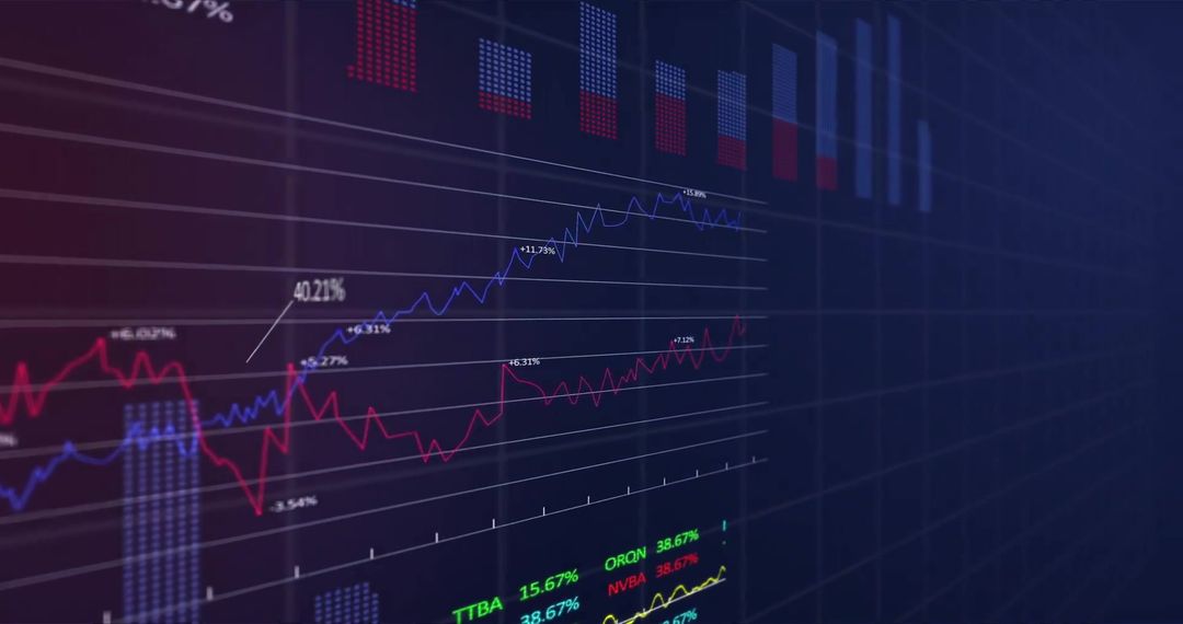 Financial Data Visualization on Dark Background for Analysis