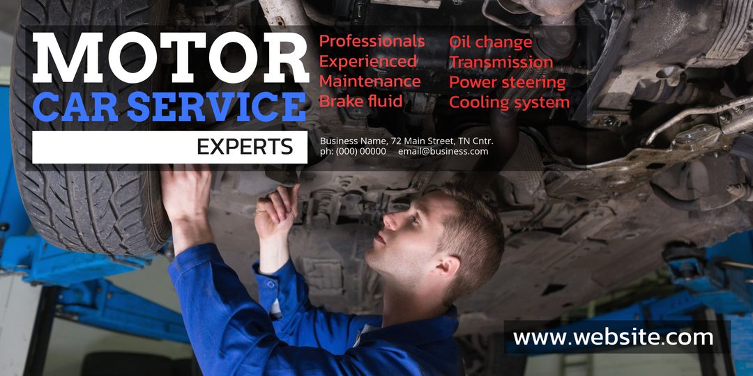 Mechanic Working Under Car in Auto Service Garage - Download Free Stock Templates Pikwizard.com