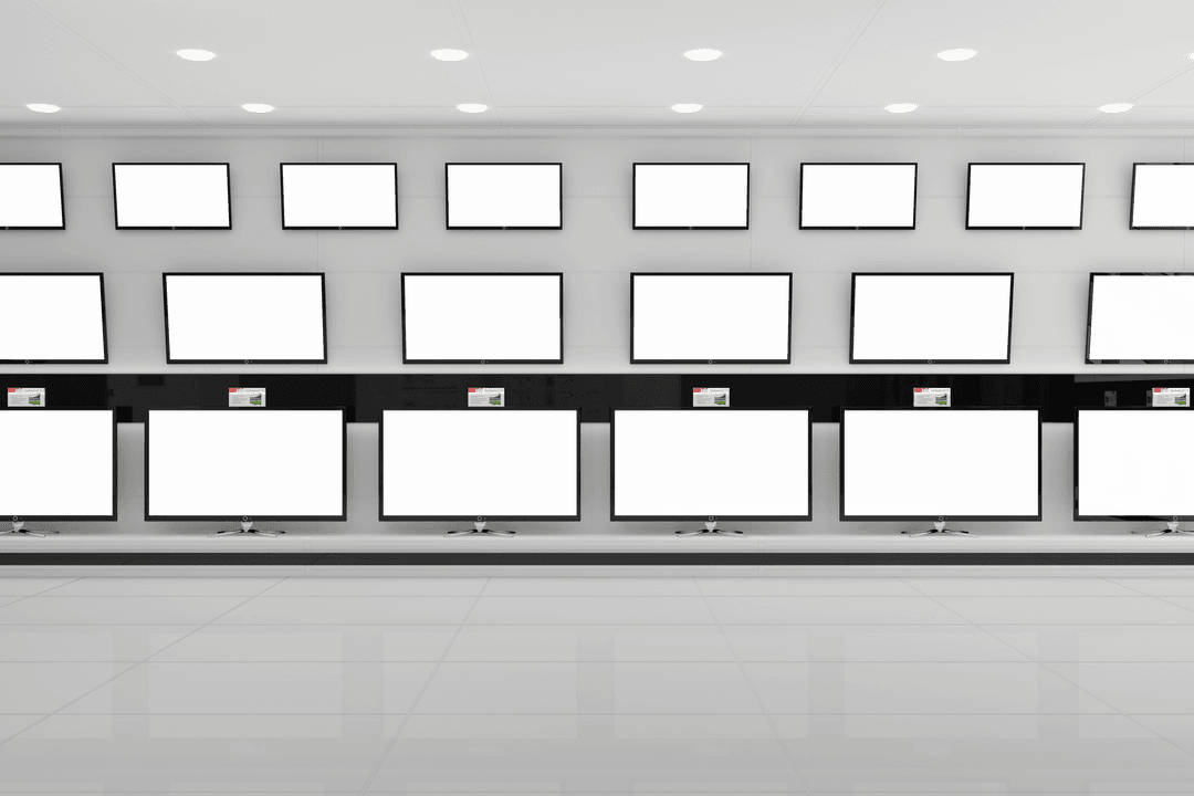 Transparent Electronic TV Display Wall Mockup