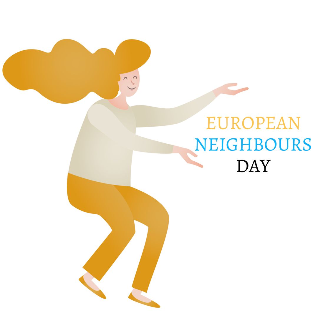 Happy European Neighbours Day Illustration with Celebrating Woman