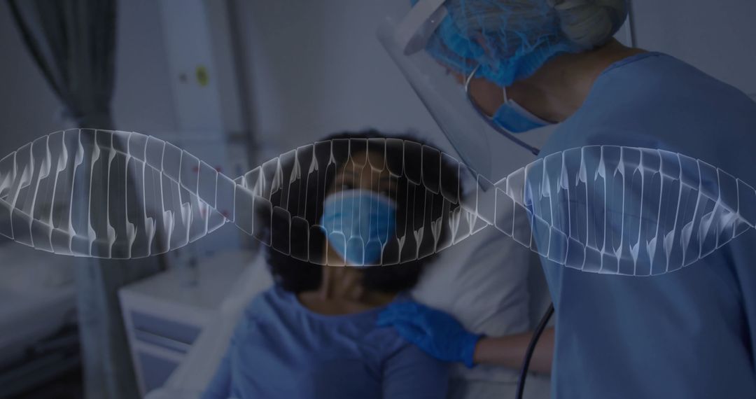 Doctor and Patient with DNA Overlay in Hospital Setting