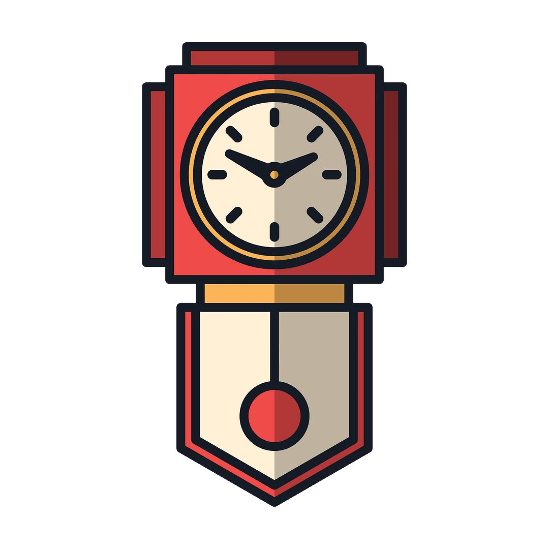 Red Pendulum Clock Illustration on Transparent Background