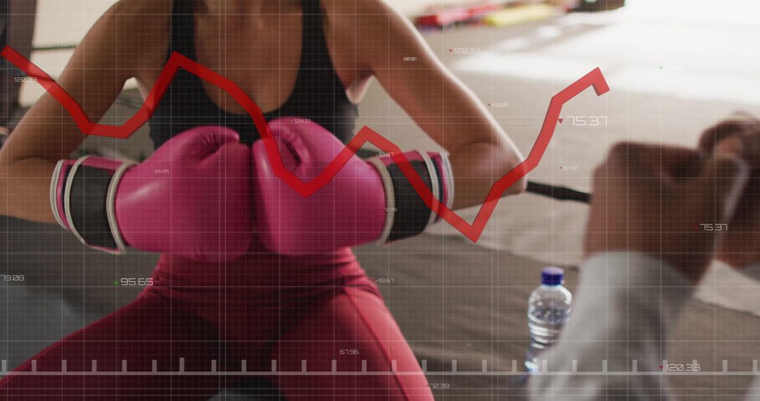 Boxer Analyzing Financial Data During Intense Training