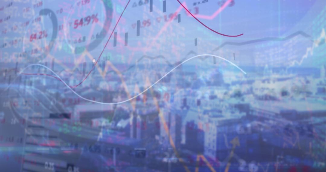 Financial Data Analysis Overlaid on Urban Landscape