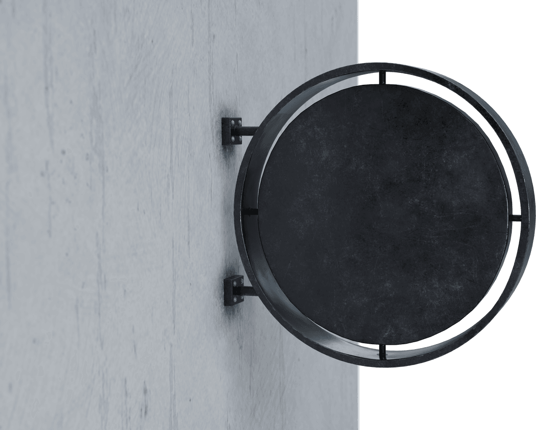 Black Circular Blank Business Sign with Transparent Background