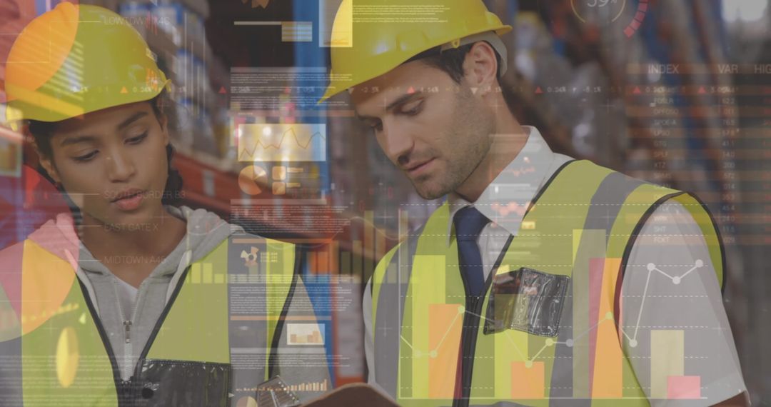 Warehouse Workers Analyzing Data for Efficient Supply Chain Management
