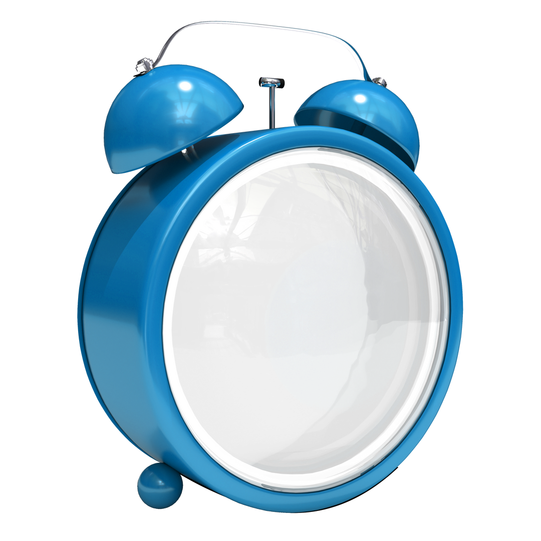 Transparent Shiny Blue Blank Alarm Clock Isolated on White - Download Free Stock Images Pikwizard.com