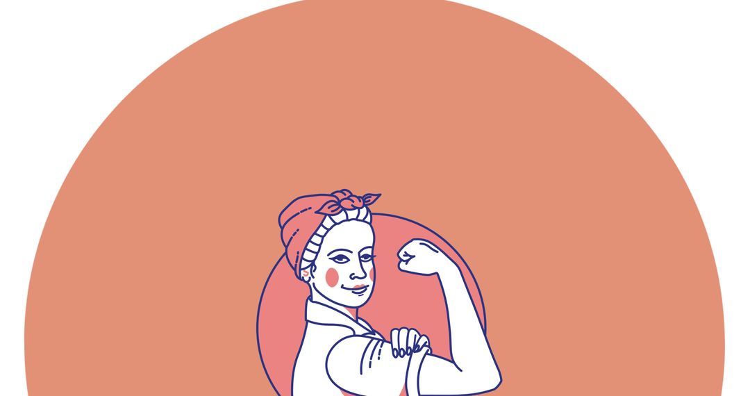 Woman Flexing Muscles Illustration on Vibrant Background Representing Girl Power and Equality - Free Images, Stock Photos and Pictures on Pikwizard.com