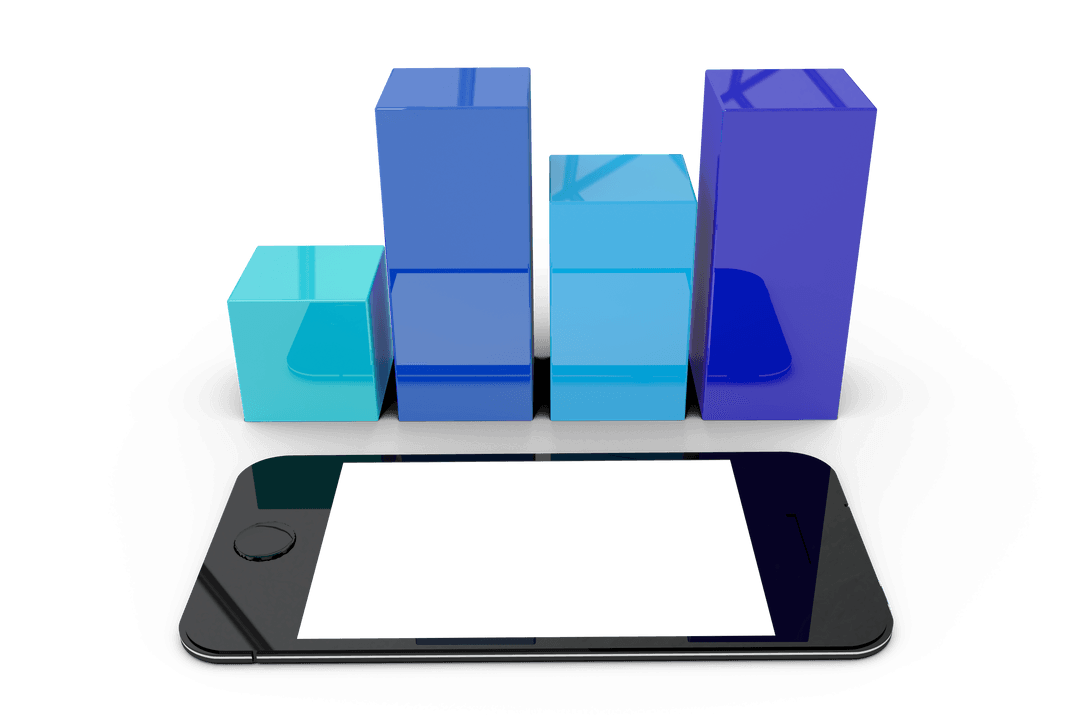 Transparent 3D Charts with Smartphone Concept Icon - Download Free Stock Images Pikwizard.com
