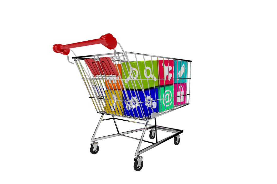 Shopping Cart with 3D Computer Icons at Transparent Background - Download Free Stock Images Pikwizard.com