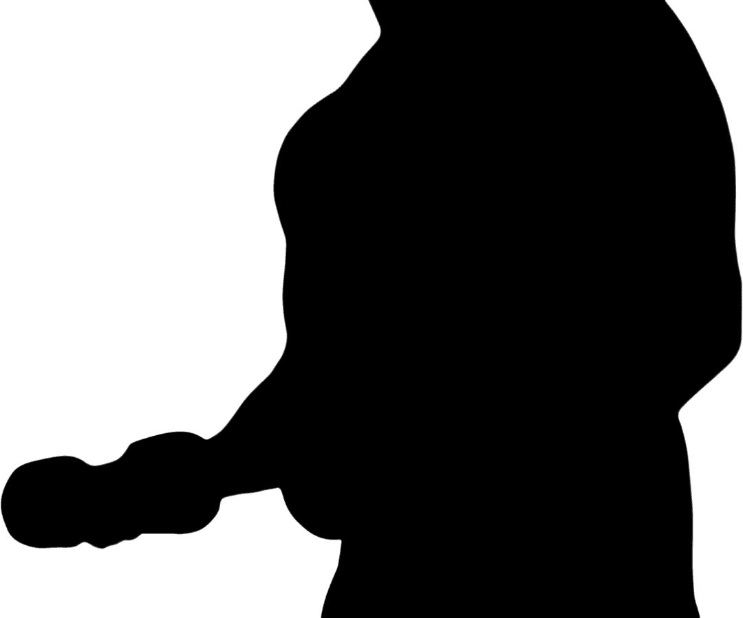 Transparent Silhouette Man Exercising with Dumbbell