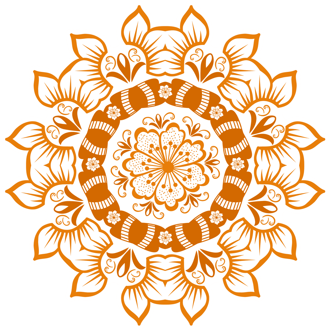 Orange Mandala With Lightweight Petals on Transparent Background
