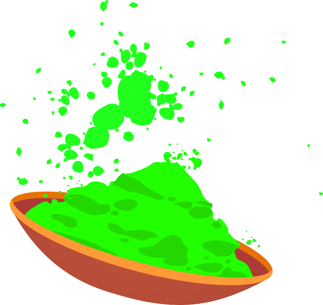 Dynamic Splash of Bright Green Powder on Transparent Background