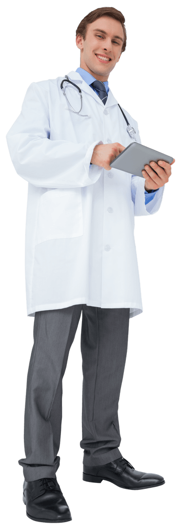 Transparent Medical Professional Engaging with Technology