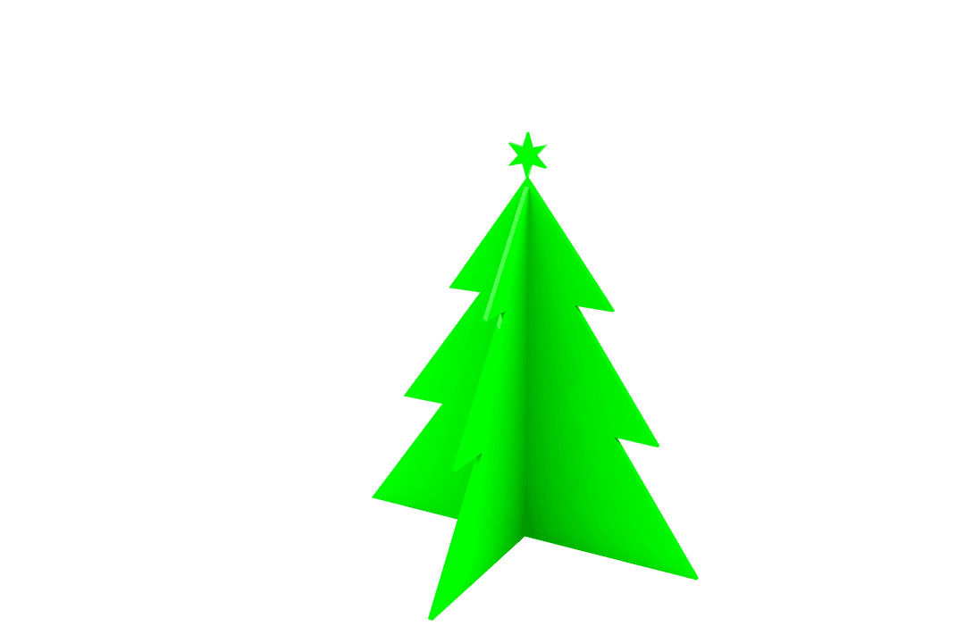 Vibrant Green Christmas Tree with Star Top on Transparent Background