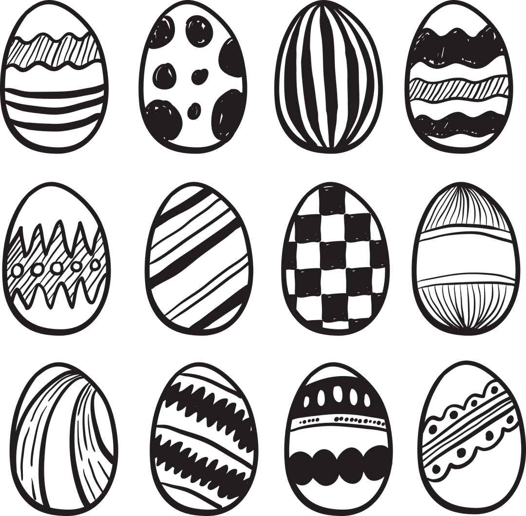 Transparent Vector Easter Eggs with Artistic Patterns