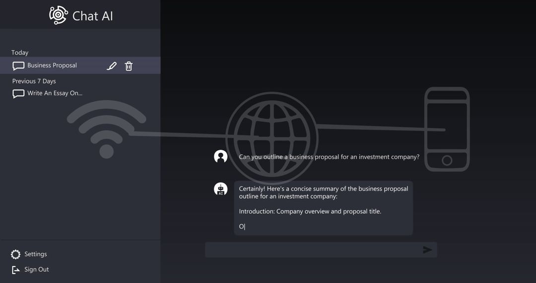 Chat AI Logo with Digital Communication Interface