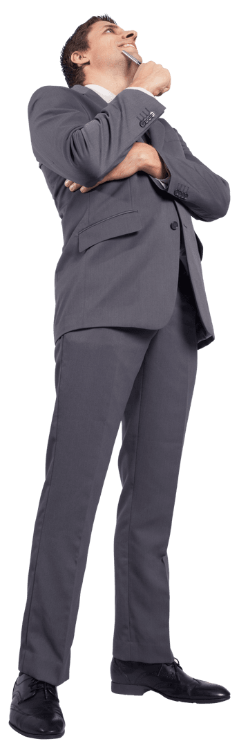 Thoughtful Businessman Contemplating With Transparent Background