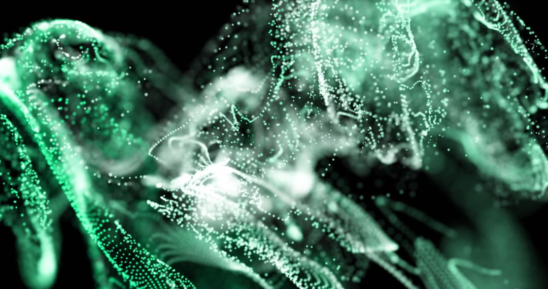 Abstract Green Digital Waves Illuminated with Dots