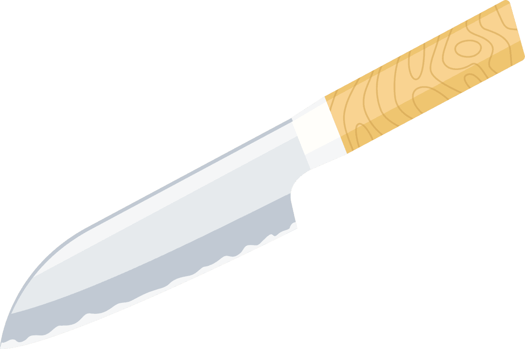 Transparent Santoku Knife with Wooden Handle on Modern Background