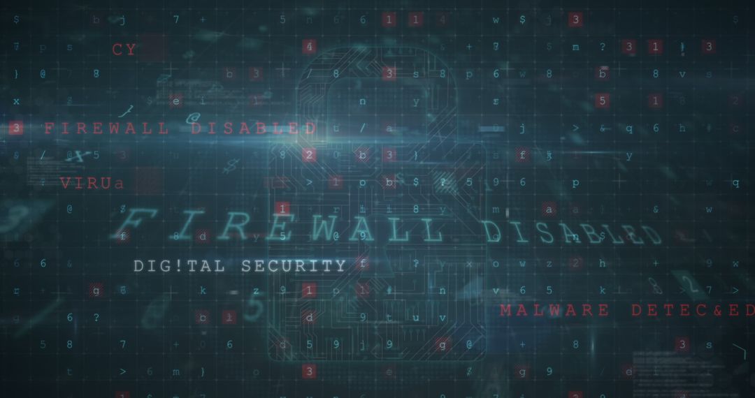 Digital Security Breach Warning with Holographic Padlock