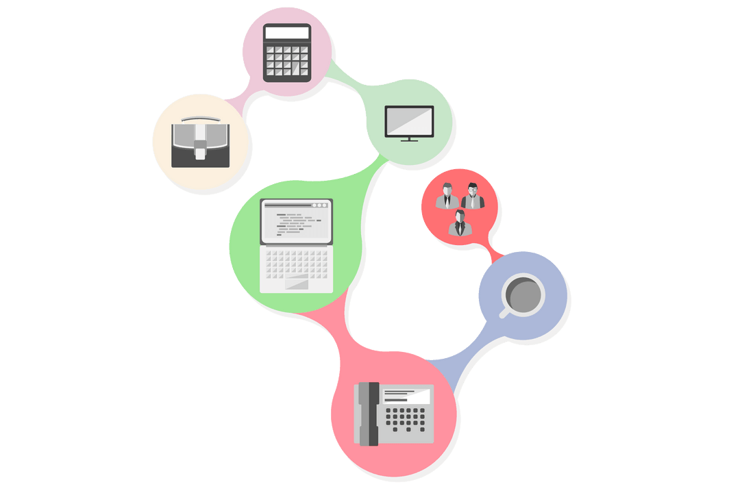 Transparent Illustration of Diverse Communication Symbols on White Cell