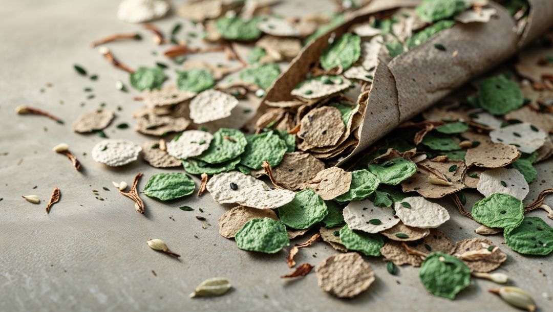 Artisanal Multicolored Crackers Spill on Rustic Countertop