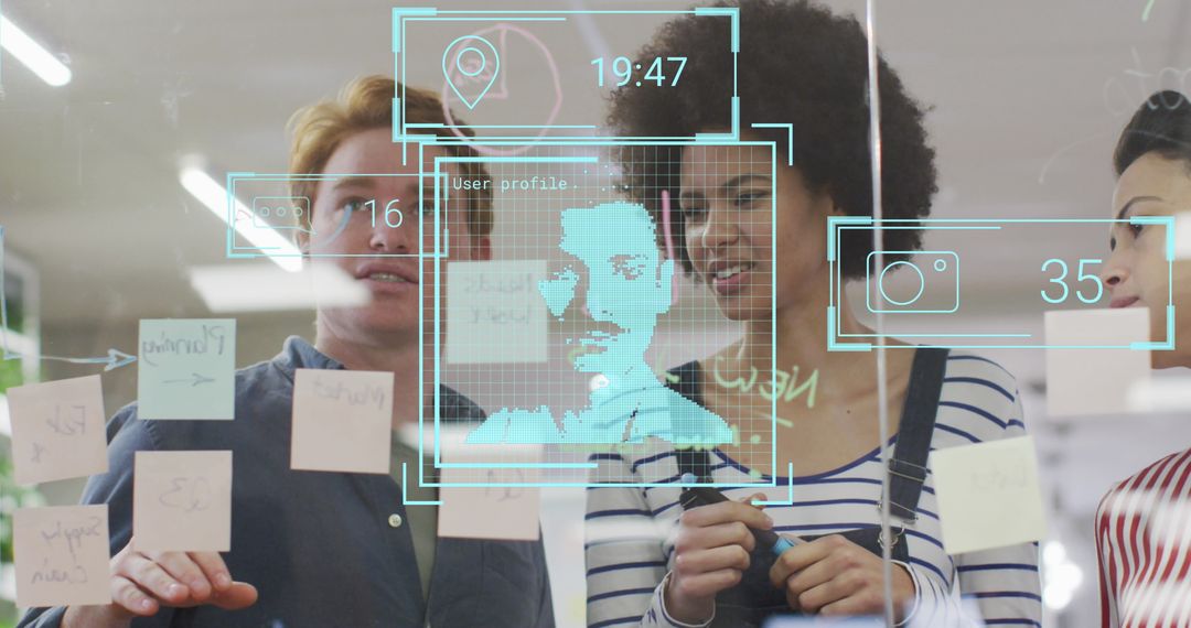 Digital Interface Study with Diverse Team in Modern Office