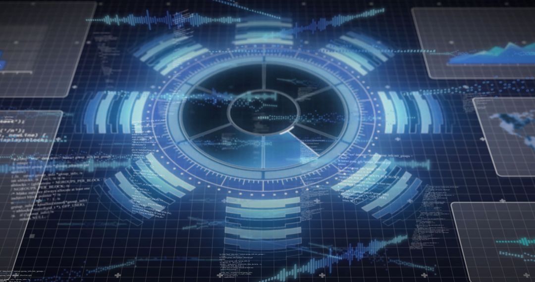 Futuristic HUD Digital Interface with Data Analysis Tools