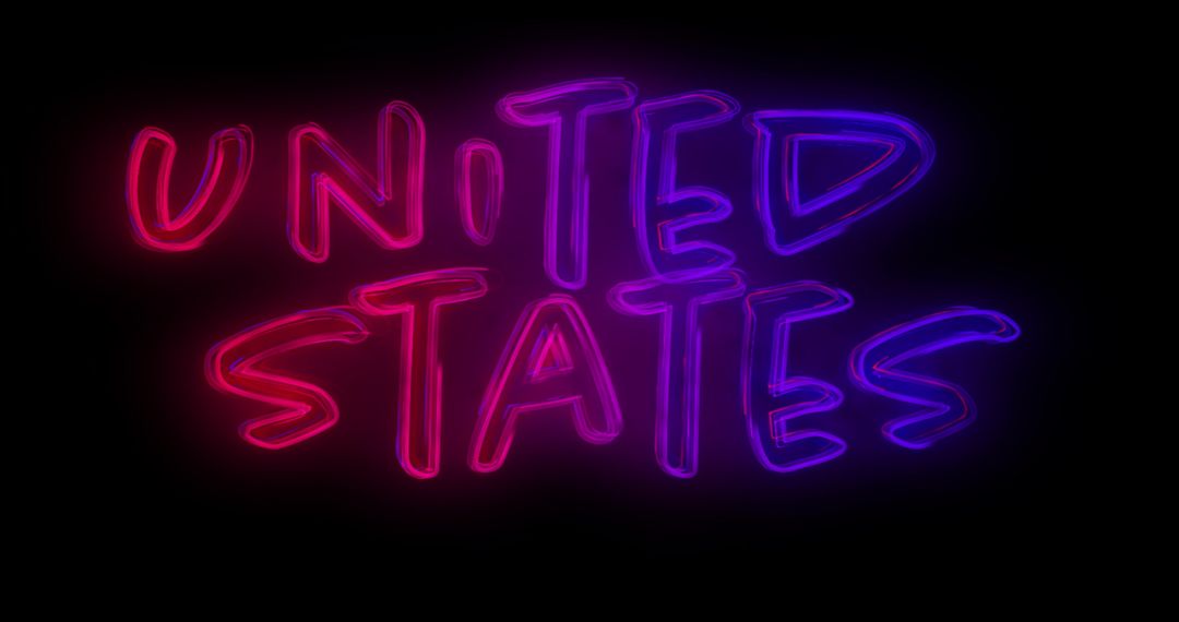 Neon United States Text in Red and Blue Glow