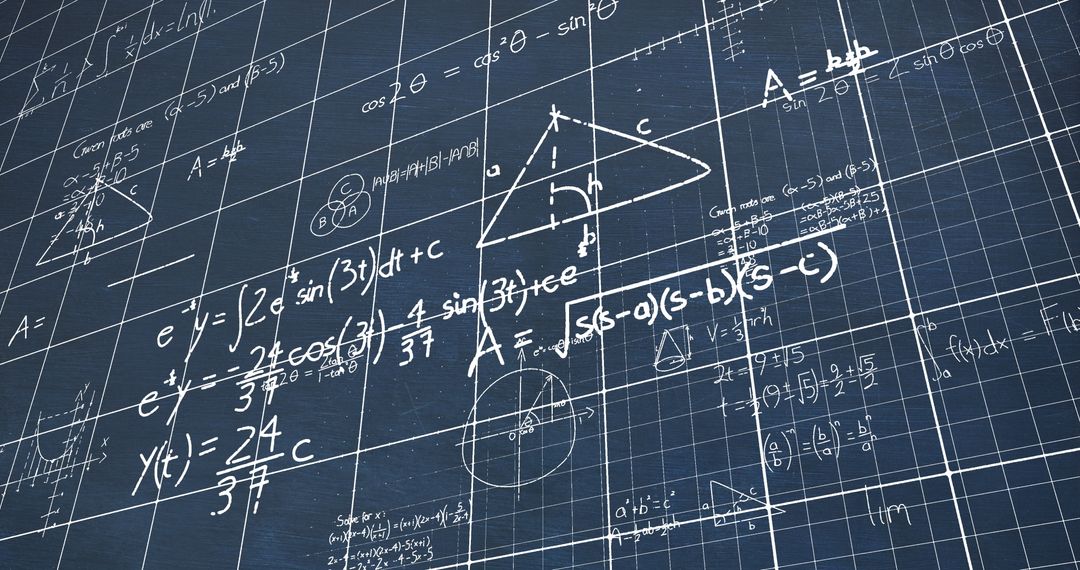 Mathematical Formulas Chalkboard on Grid Background