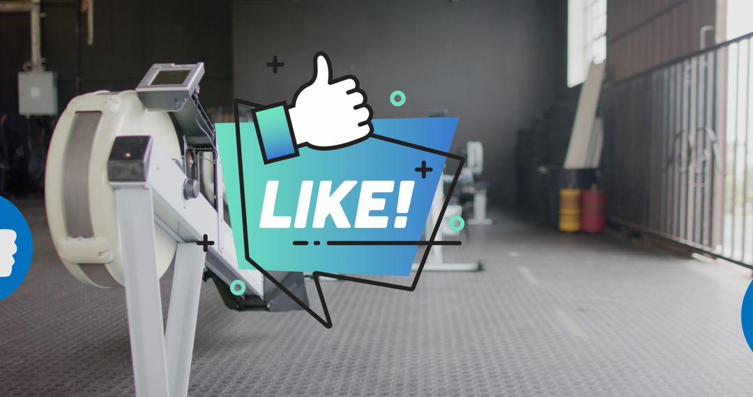Digital Like Icons Overlay on Gym Exercise Machines