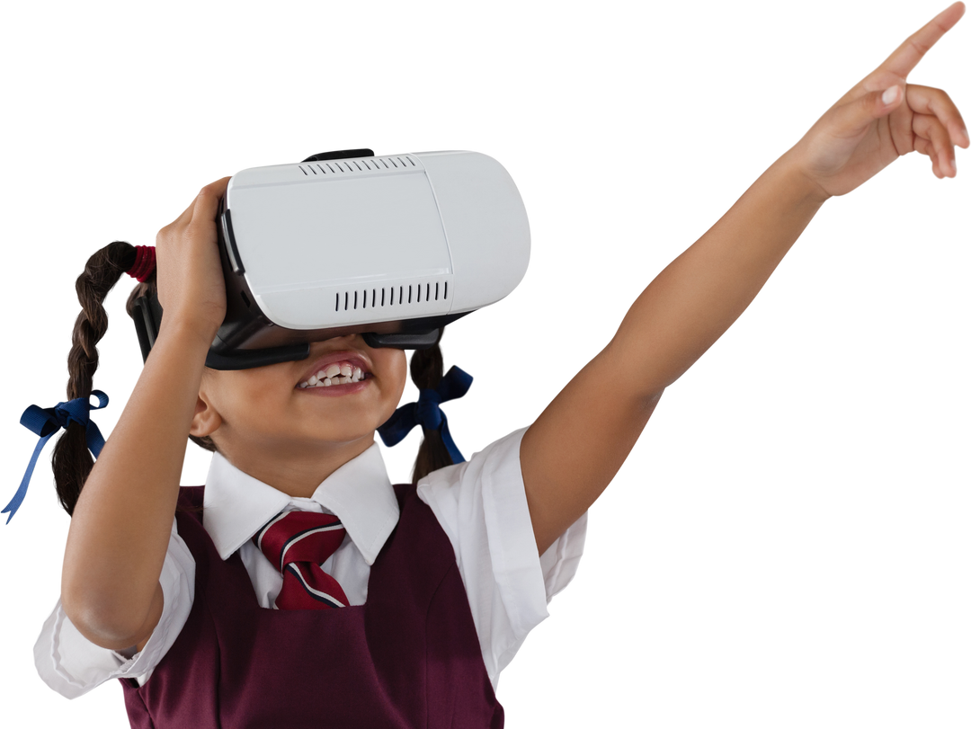 Schoolgirl Exploring with Virtual Reality Headset, Transparent Background - Download Free Stock Images Pikwizard.com