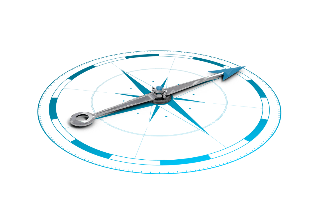 Distinctive Blue Compass on Transparent Background Illustration