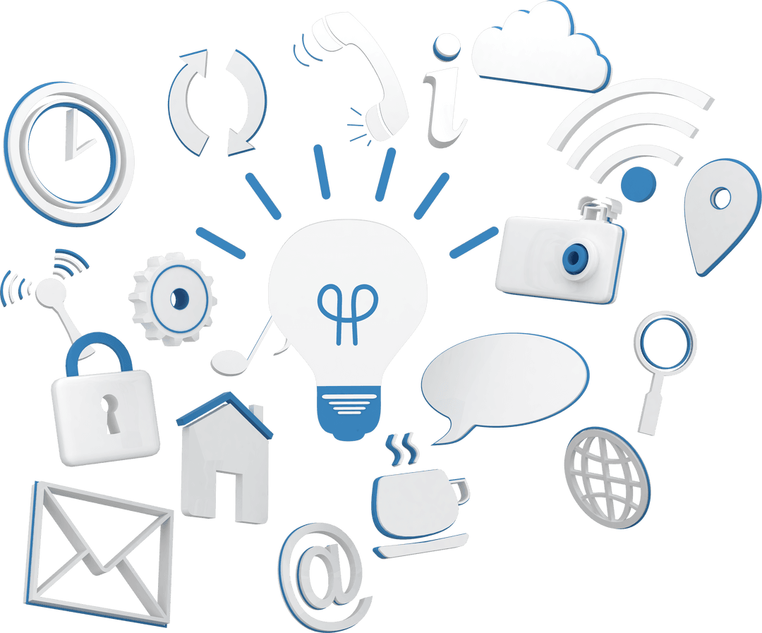 Collection of Transparent Glossy Internet Icons with Modern Style