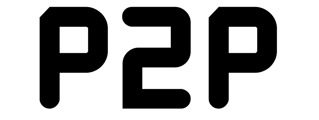 Black P2P Text on Transparent Background Illustrates Connections