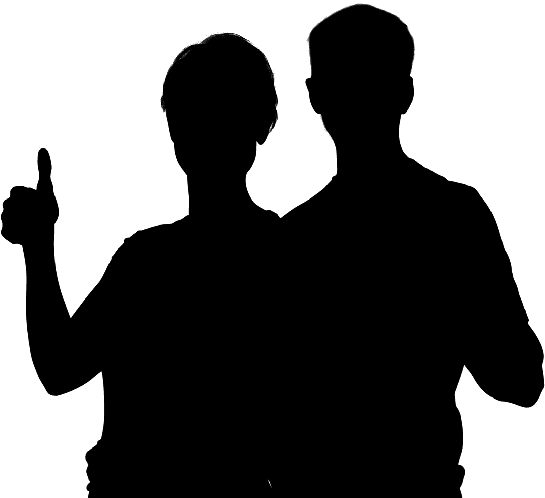 Silhouetted Woman Intently Gesturing Next to Static Man Transparent background