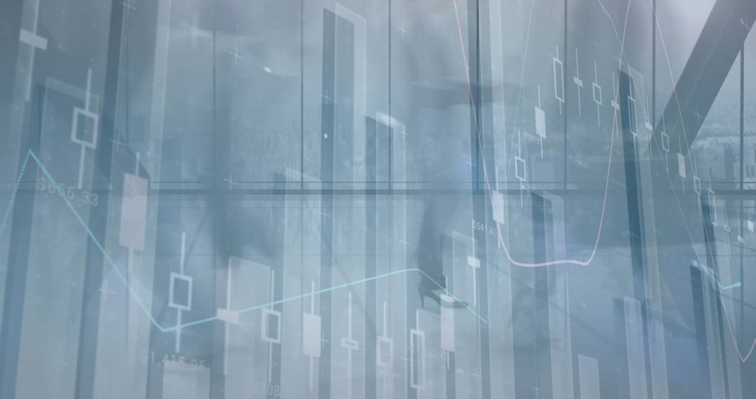 Abstract Business Chart Overlay on Blurred Office Scene