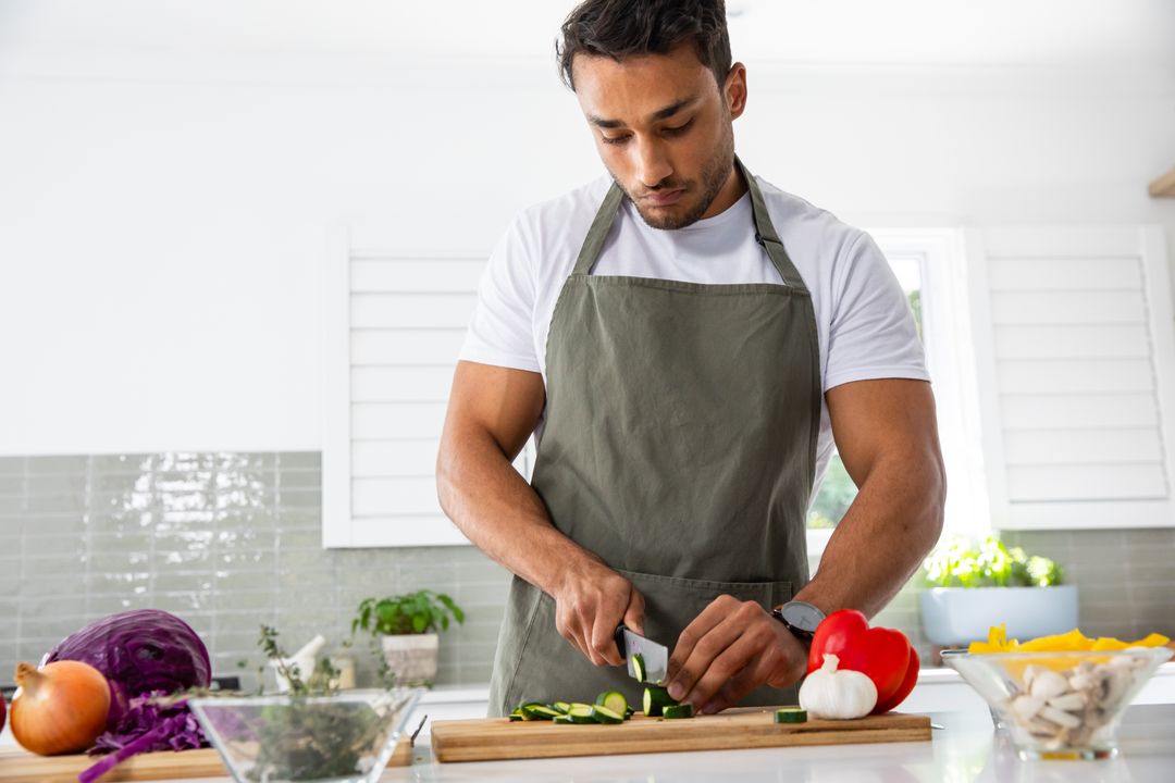 Man Preparing Fresh Vegetables for Healthy Home Cooking