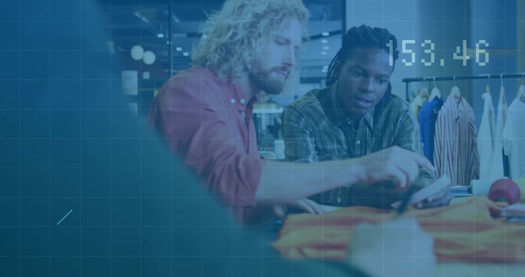 Team Analyzing Tablet Insights in Modern Retail Environment