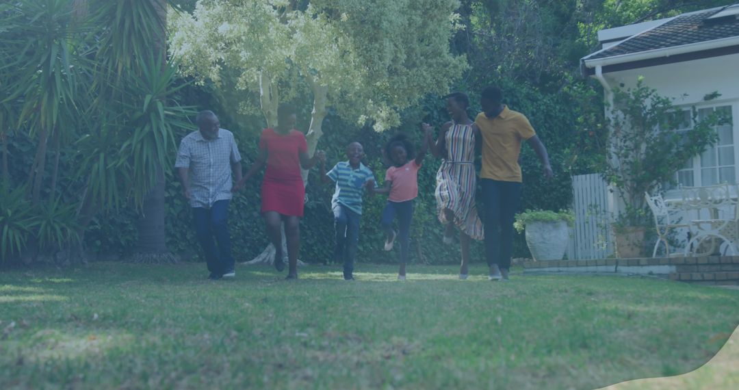 Family Strolling in Lush Garden Enjoying Quality Time Together