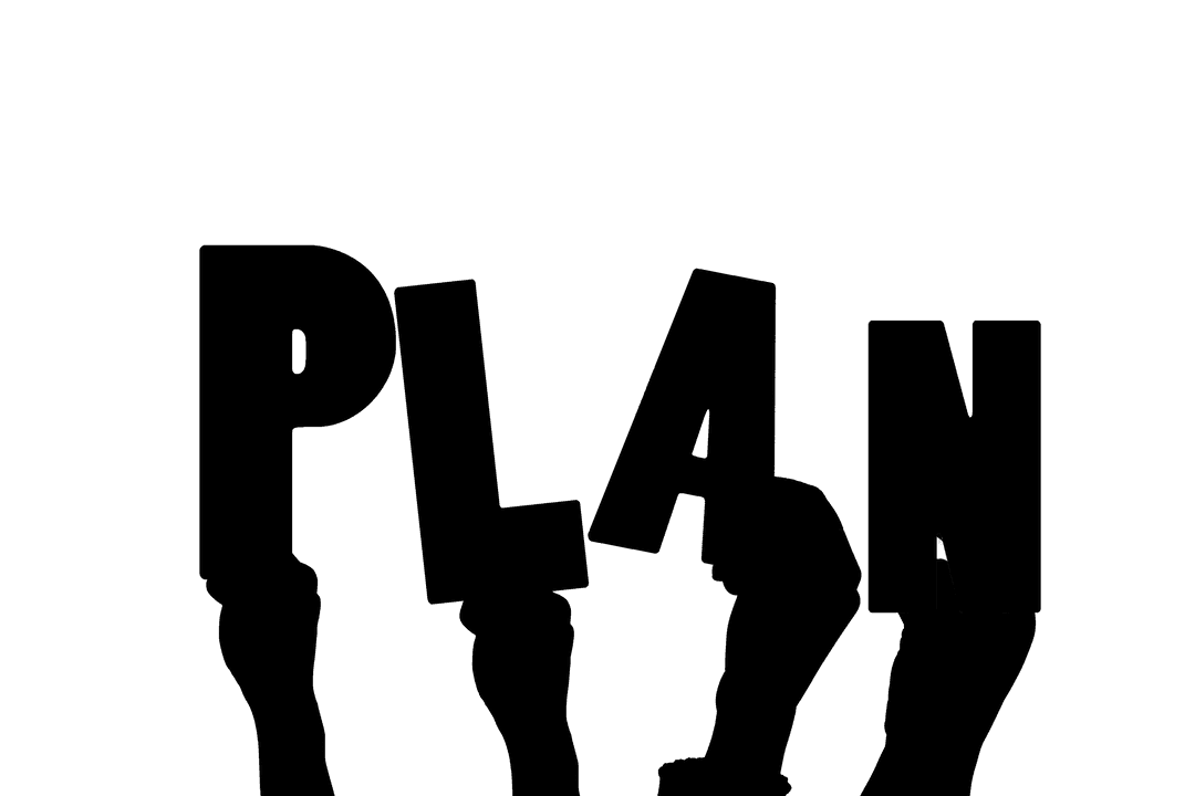 Hands Holding Plan Text on Transparent Background for Strategic Planning