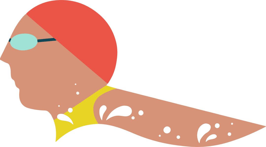 Transparent Stylized Swimmer in Front Crawl with Splashes