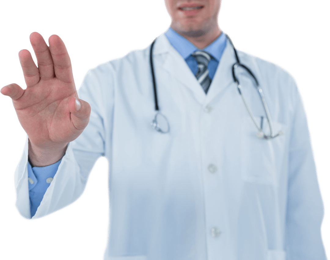 Doctor Interacting with Transparent Virtual Screen