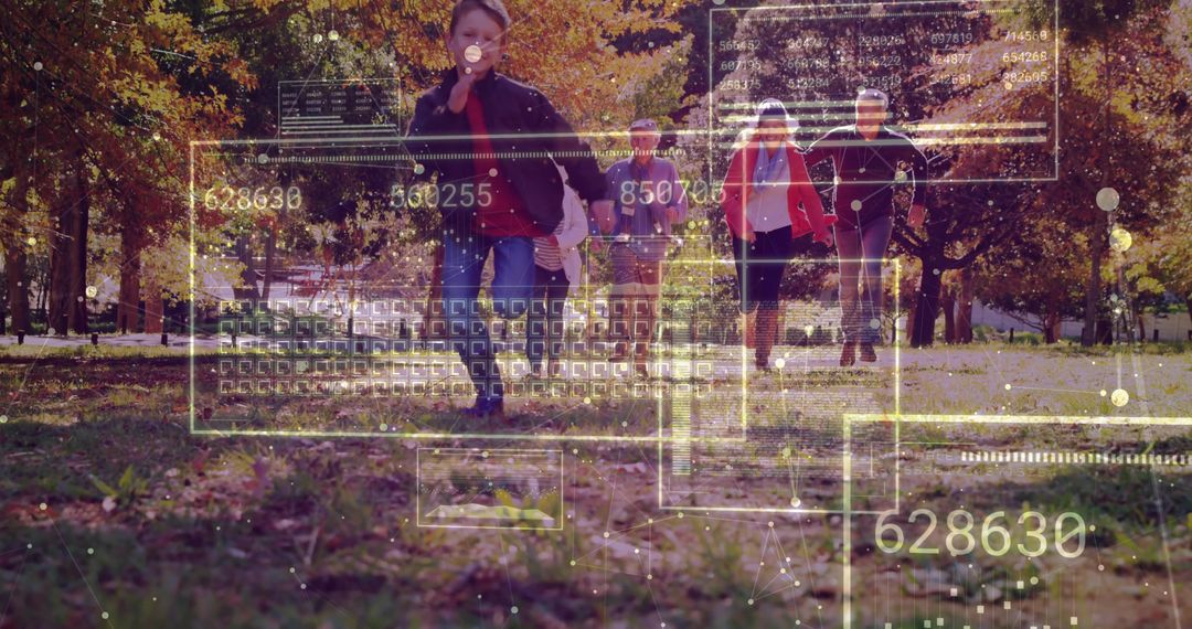 Three-Generation Family Enjoying Autumn Park Run