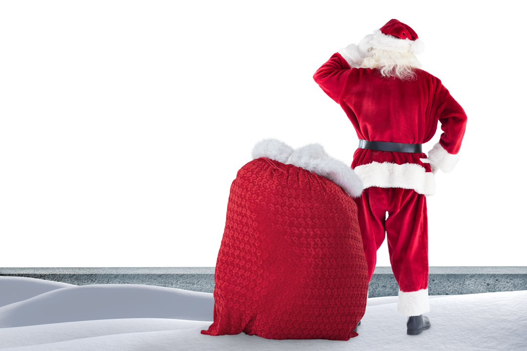 Santa Claus with Gift Sack Celebrating Christmas on Transparent Background - Download Free Stock Images Pikwizard.com