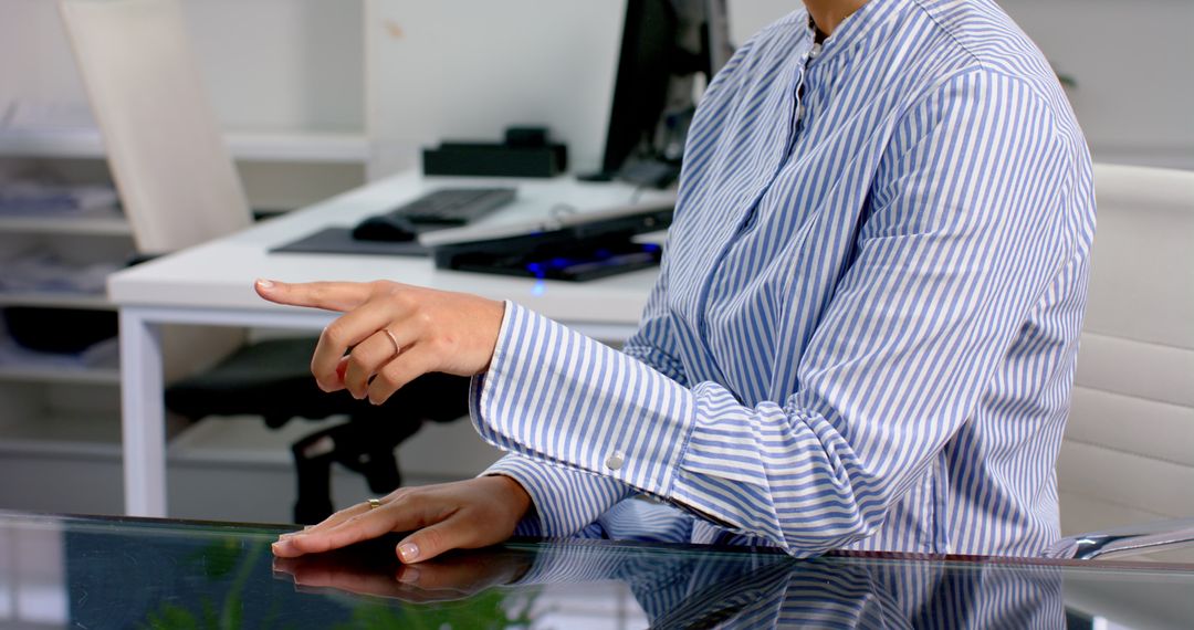 Professional Engaging in Meeting Gesture Sign Displays at Office Desk
