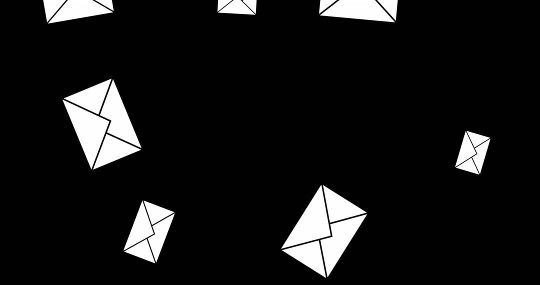Falling Envelope Icons on Black Background