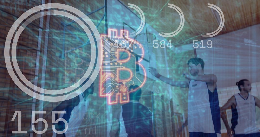Basketball Players and Bitcoin Technology Concept