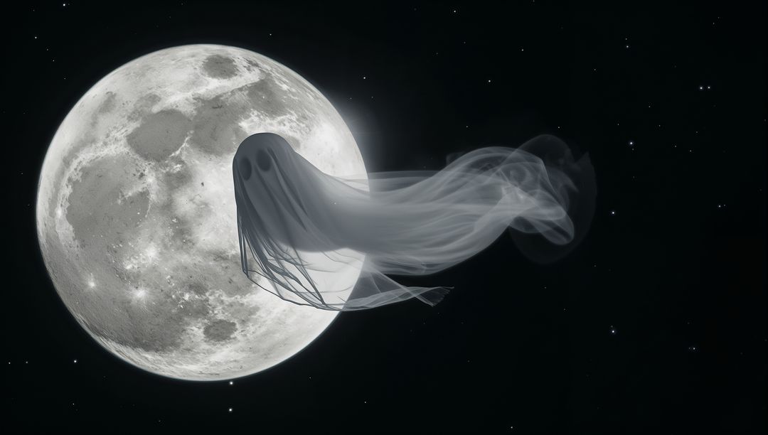 Ethereal Ghost Gliding Across Midnight Starry Sky